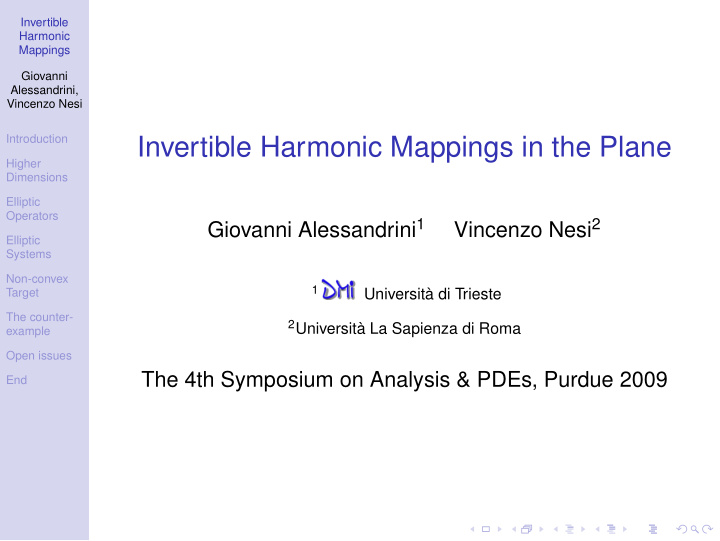 invertible harmonic mappings in the plane