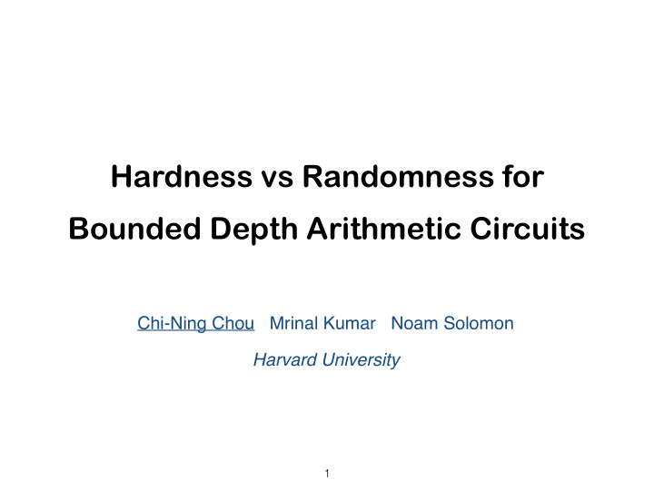 hardness vs randomness for bounded depth arithmetic
