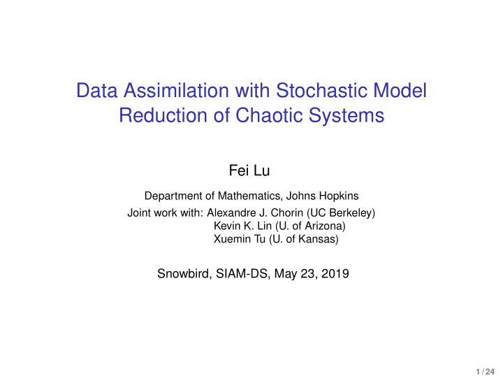 data assimilation with stochastic model reduction of