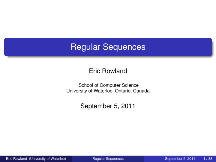 regular sequences