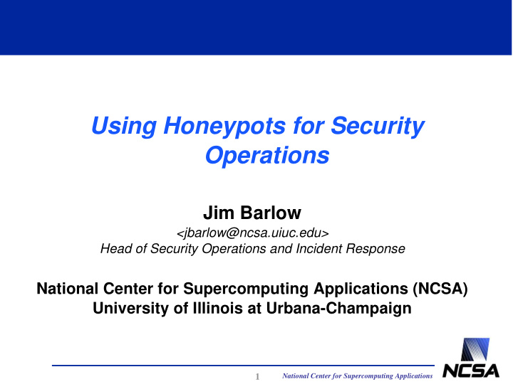 using honeypots for security operations