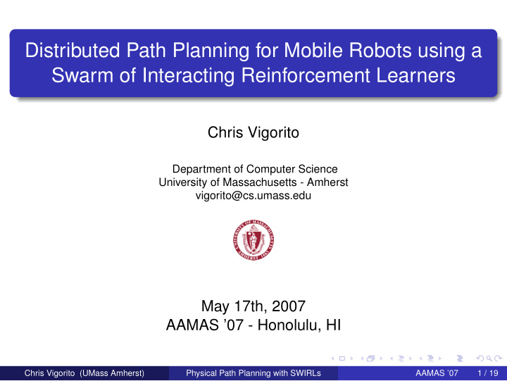 distributed path planning for mobile robots using a swarm