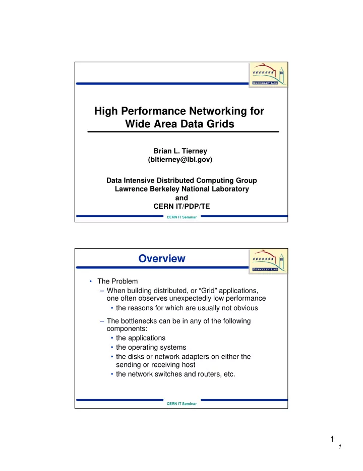 high performance networking for wide area data grids