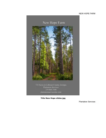 NEW HOPE FARM  Title New Hope slides.jpg  Plantation Services  NEW HOPE FARM  Raod.jpg  Plantation