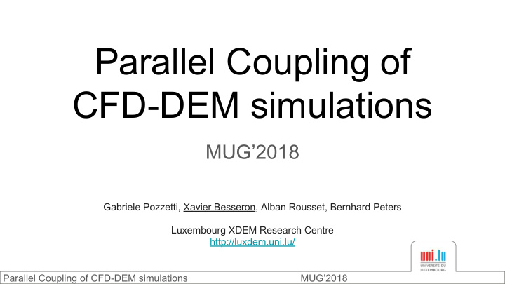 parallel coupling of cfd dem simulations
