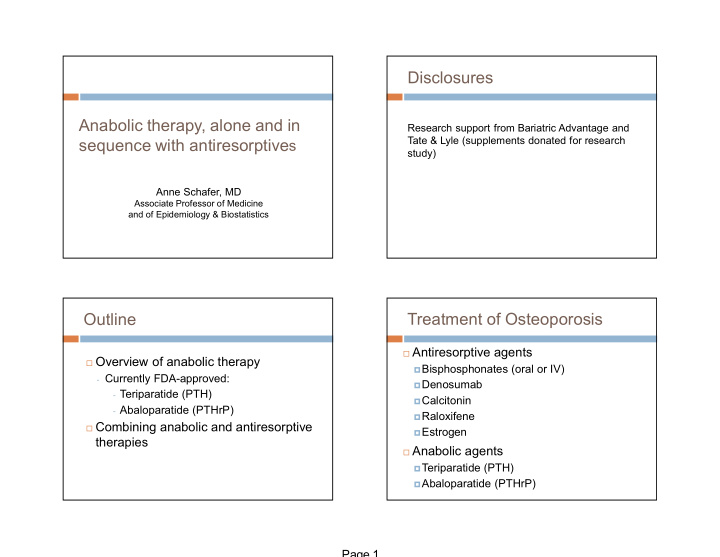 disclosures anabolic therapy alone and in