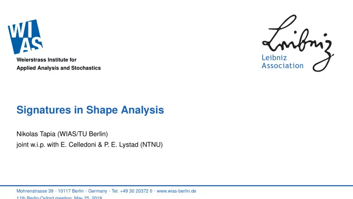signatures in shape analysis
