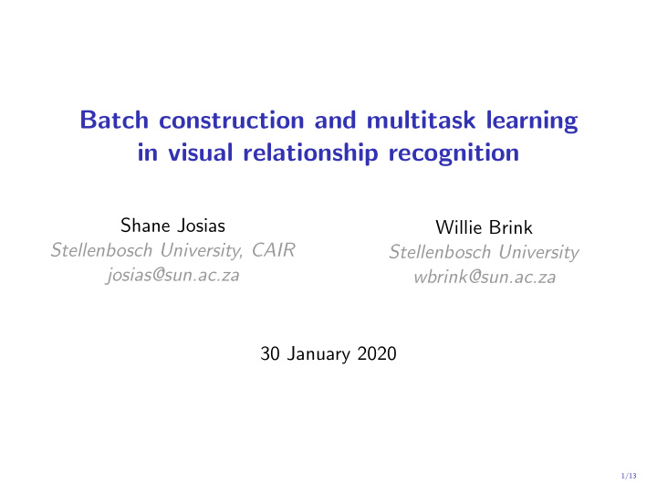 batch construction and multitask learning in visual