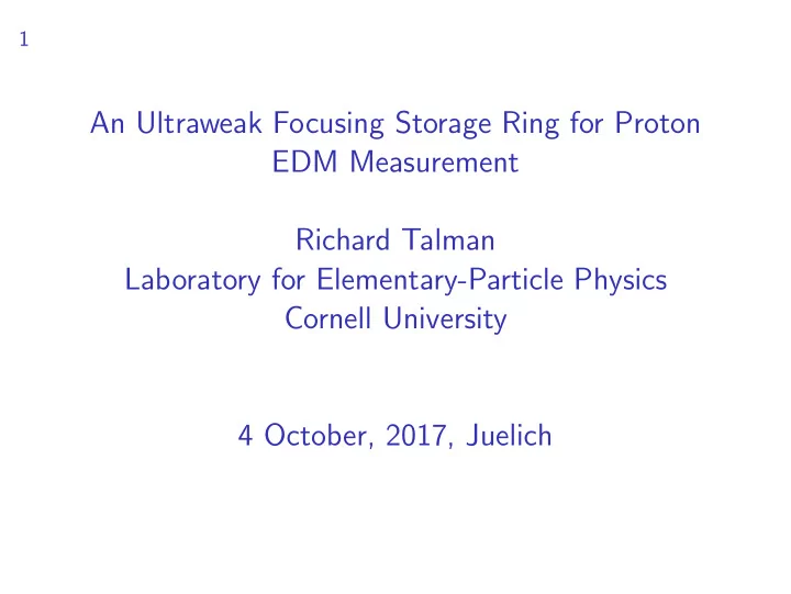an ultraweak focusing storage ring for proton edm