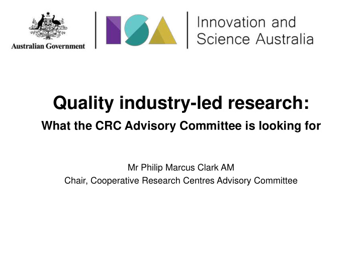 quality industry led research