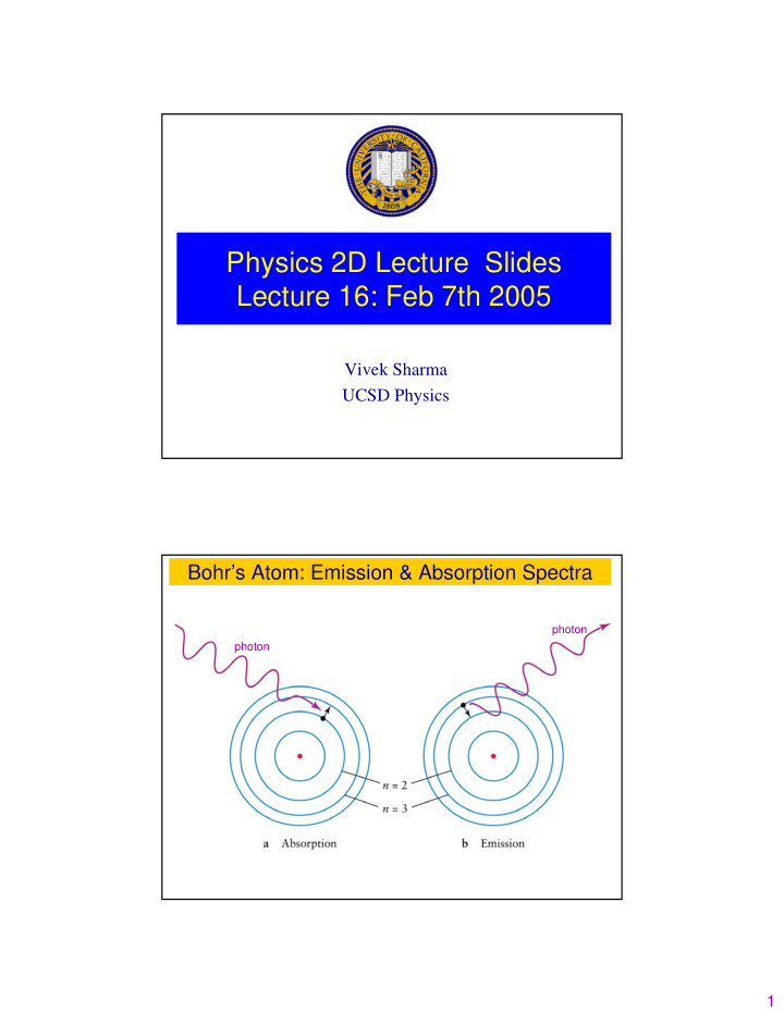 physics 2d lecture slides lecture 16 feb 7th 2005