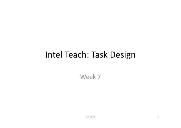 intel teach task design