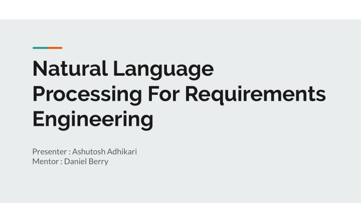 natural language processing for requirements engineering
