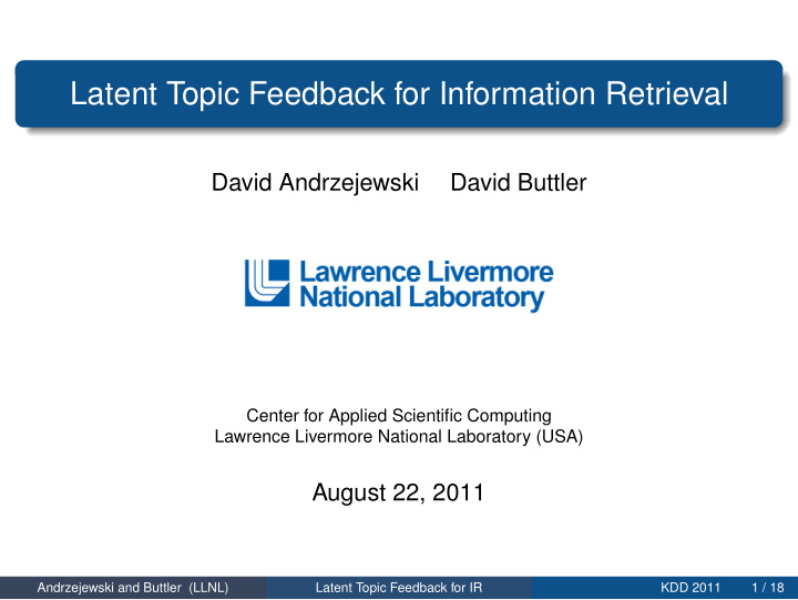 latent topic feedback for information retrieval