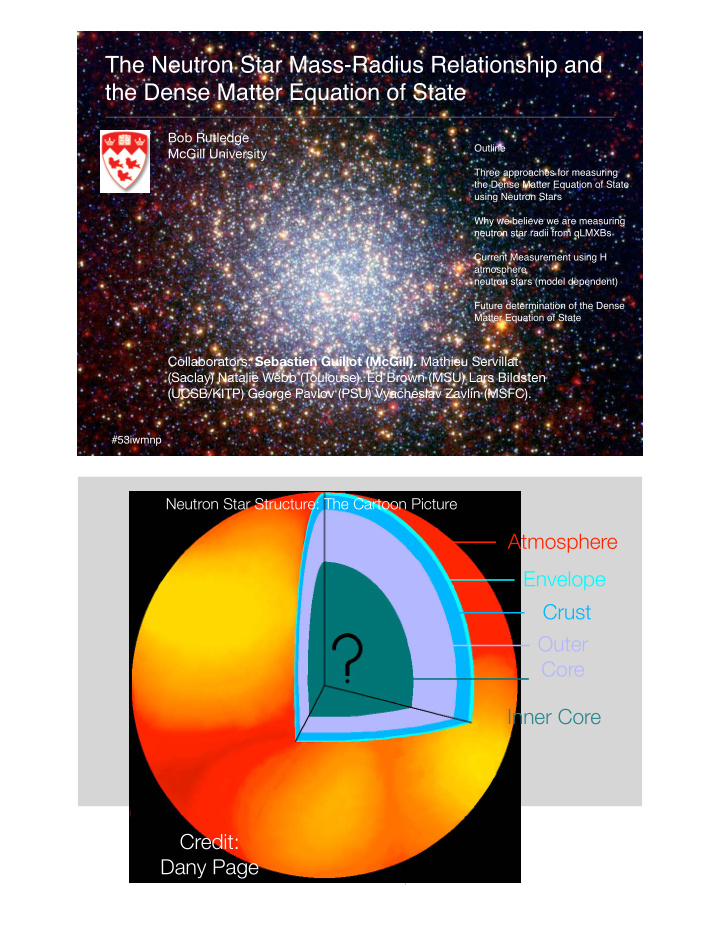 the neutron star mass radius relationship and the dense