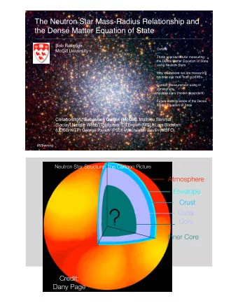 The Neutron Star Mass-Radius Relationship and  the Dense Matter Equation of State Bob Rutledge