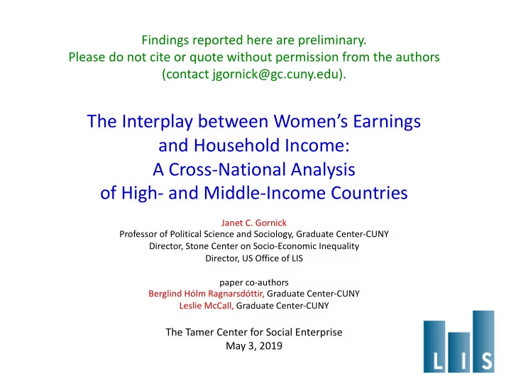 the interplay between women s earnings and household