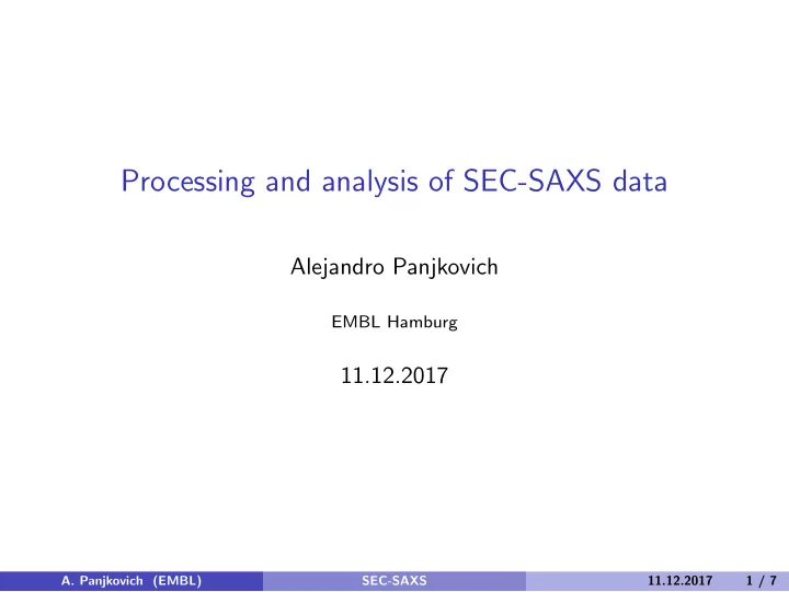 processing and analysis of sec saxs data