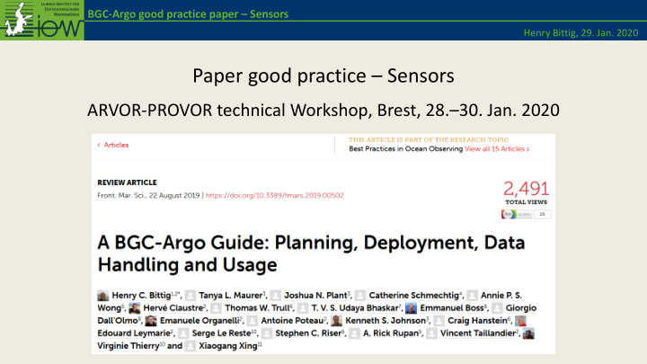 paper good practice sensors