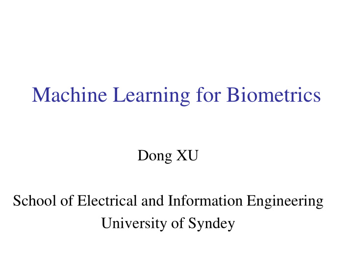 machine learning for biometrics