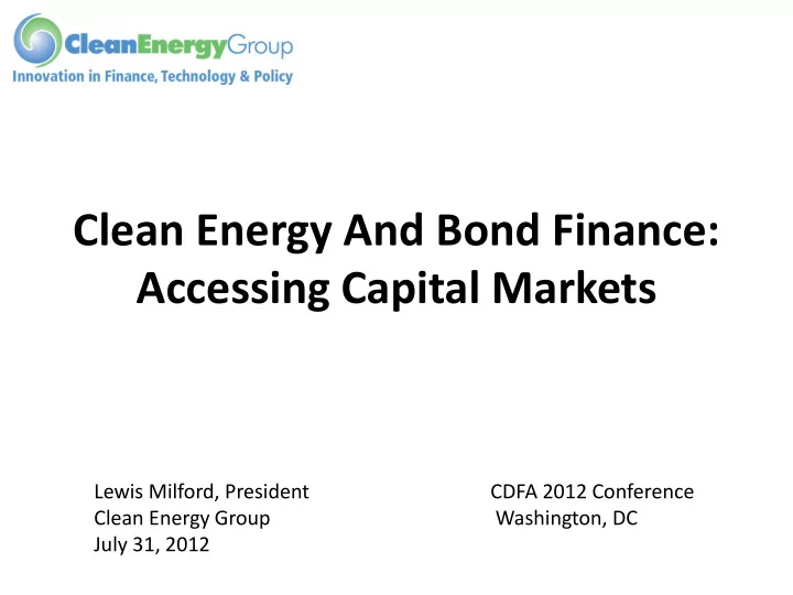accessing capital markets