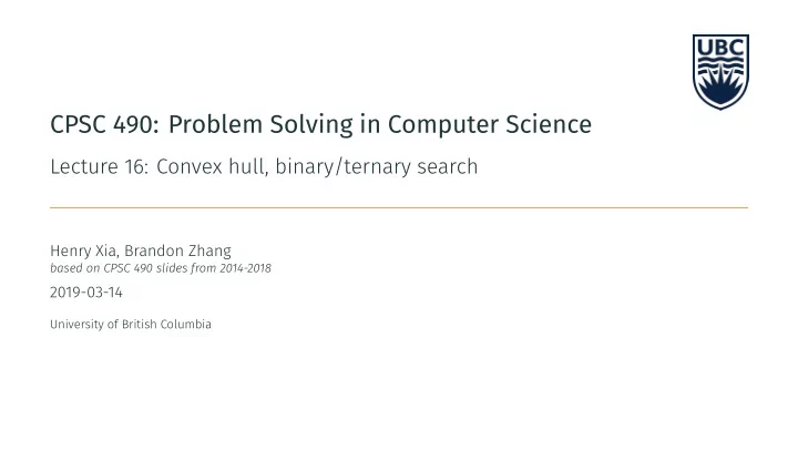 cpsc 490 problem solving in computer science