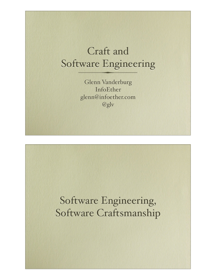 craft and software engineering