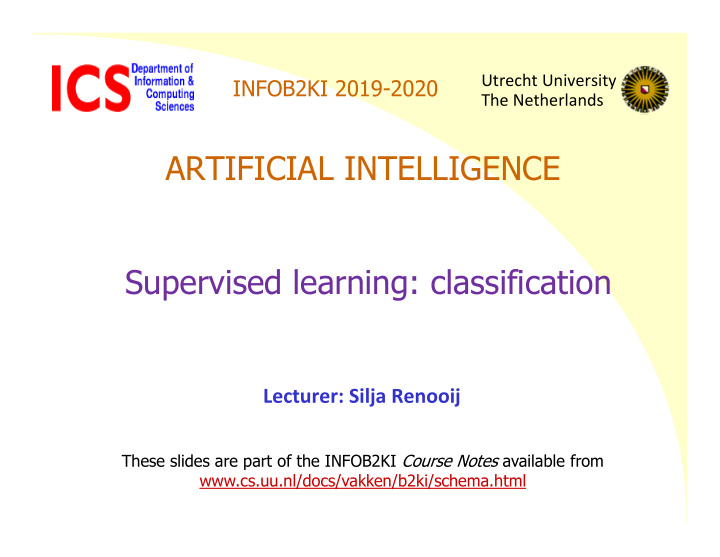 artificial intelligence supervised learning classification