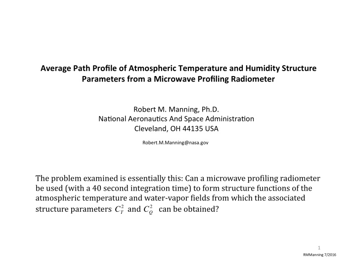 average path profile of atmospheric temperature and