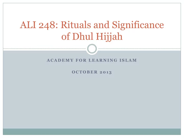 of dhul hijjah