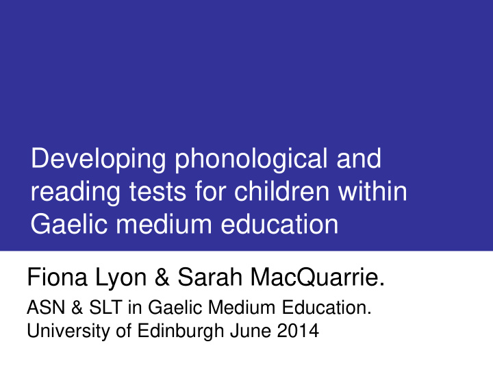 developing phonological and