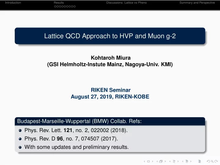 lattice qcd approach to hvp and muon g 2