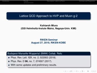 Lattice QCD Approach to HVP and Muon g-2  Kohtaroh Miura  (GSI Helmholtz-Instute Mainz,
