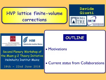HVP lattice finite-volume  Giusti  corrections  OUTLINE  Motivations  Second Plenary Workshop of