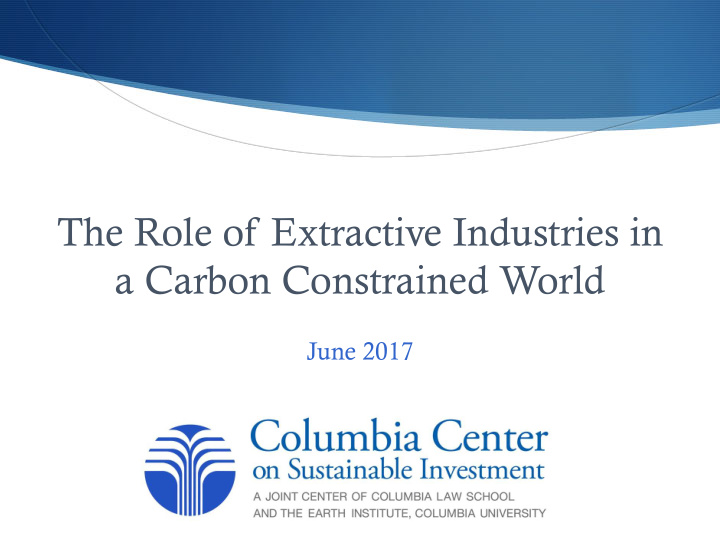 the role of extractive industries in a carbon constrained
