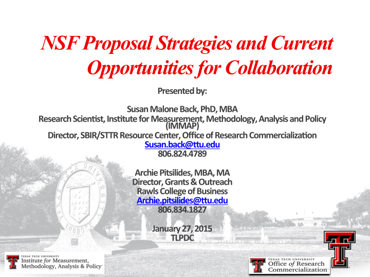 nsf proposal strategies and current opportunities for