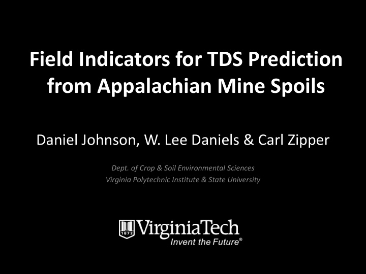field indicators for tds prediction from appalachian mine