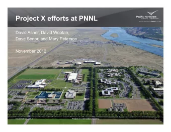 Project X efforts at PNNL  David Asner, David Wootan,  Dave Senor, and Mary Peterson  November 2012