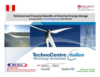 Technical and Financial Benefits of Electrical Energy Storage  Technical and Financial Benefits of