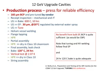 Production process  press for reliable efficiency  160 m BCP and pre-tuned by vendor