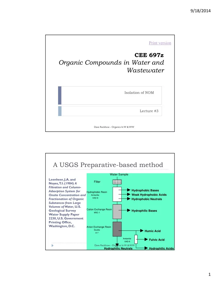 organic compounds in water and wastewater