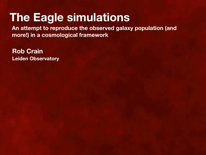 the eagle simulations