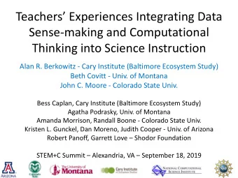 Teachers  Experiences Integrating Data  Sense-making and Computational  Thinking into Science