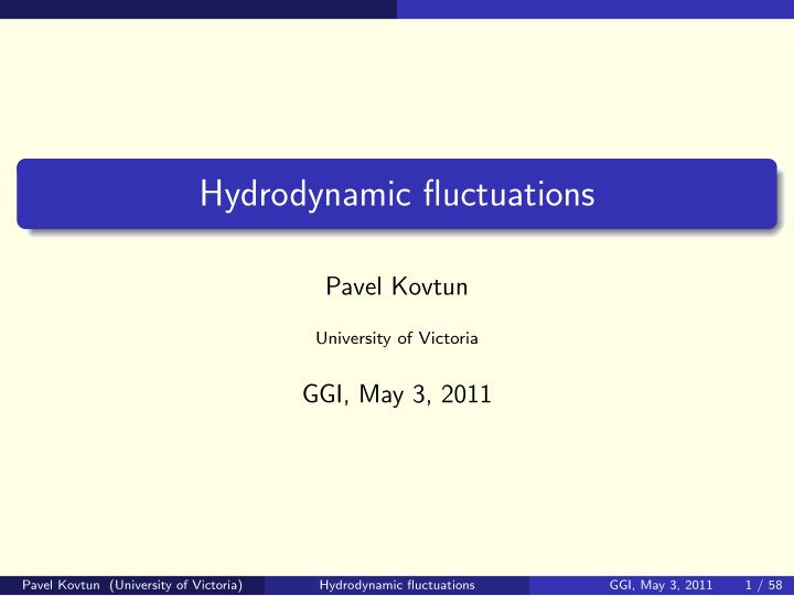 hydrodynamic fluctuations