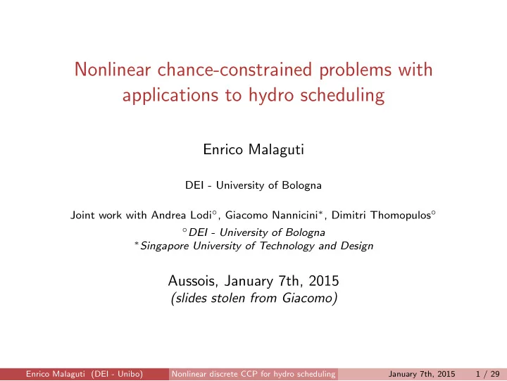 nonlinear chance constrained problems with applications