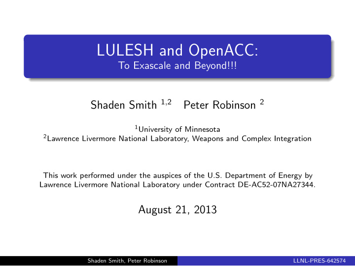 lulesh and openacc