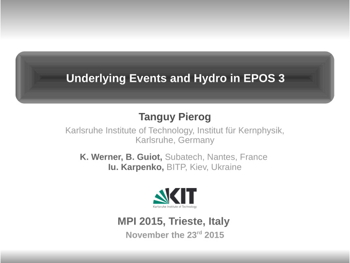 underlying events and hydro in epos 3