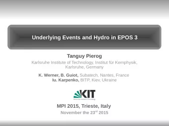 Underlying Events and Hydro in EPOS 3  Tanguy Pierog  Karlsruhe Institute of Technology, Institut