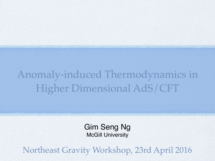 anomaly induced thermodynamics in higher dimensional ads