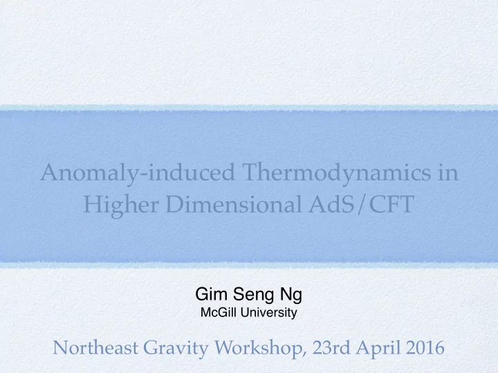 anomaly induced thermodynamics in higher dimensional ads